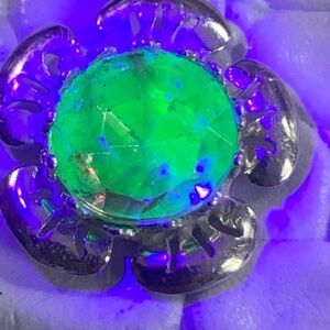 Watermelon uranium glass  Flower pendant Sterling Silver rare!! Color NWOT